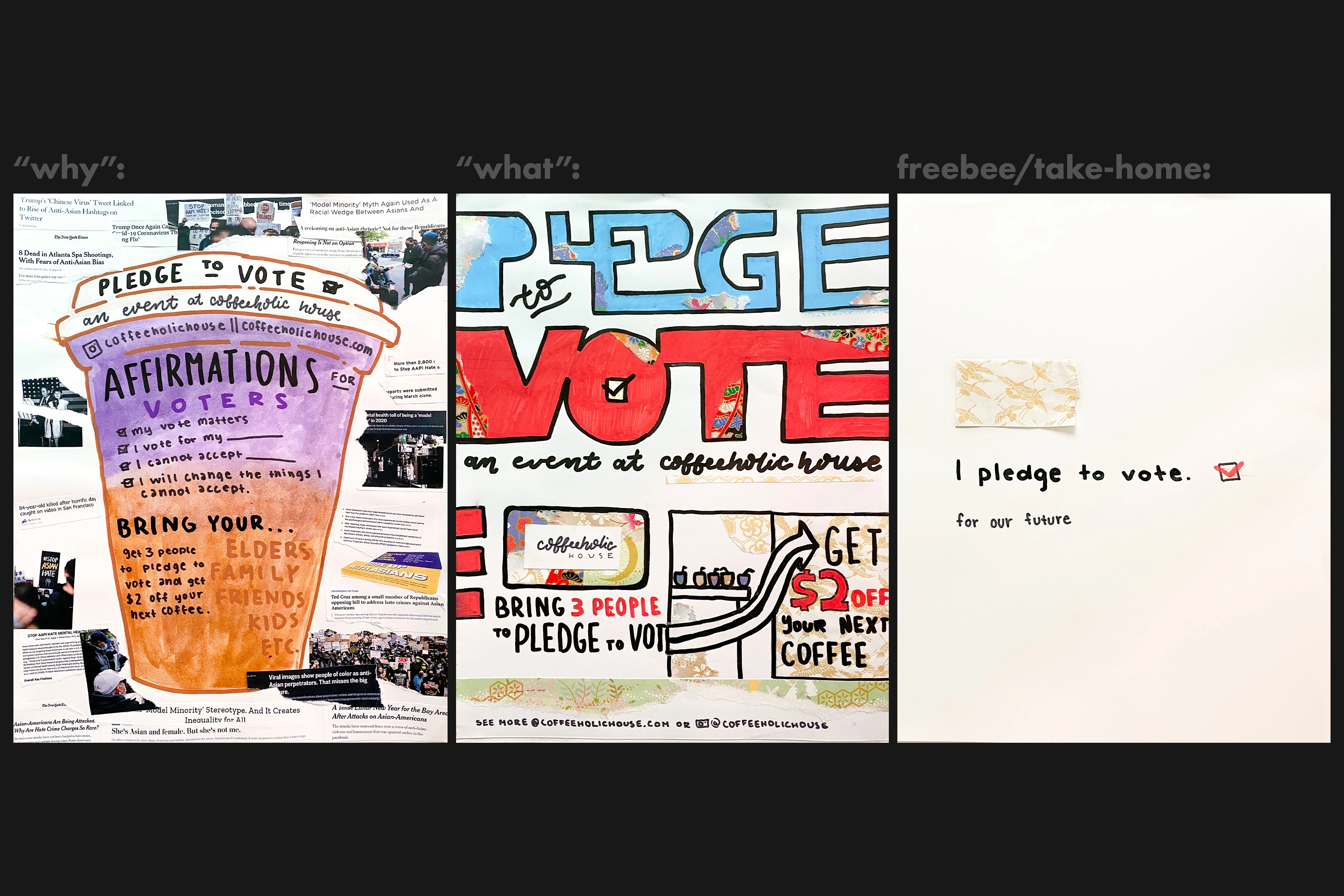 Hand-made voting posters.